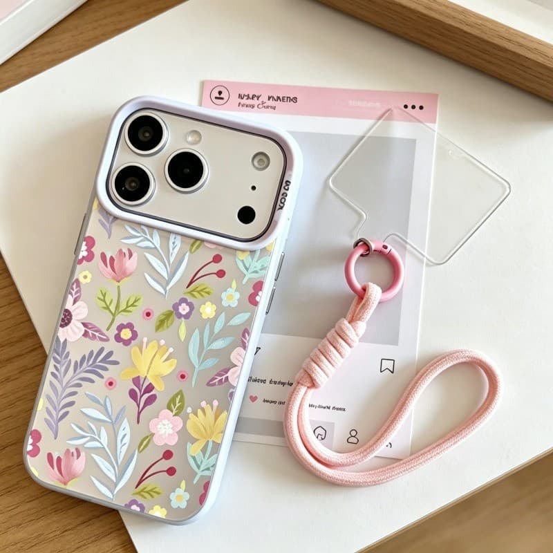 Capinha para iPhone 17/16/15/14/13/12 Pro Max Capa de celular feminina com estampa floral, proteção total e à prova