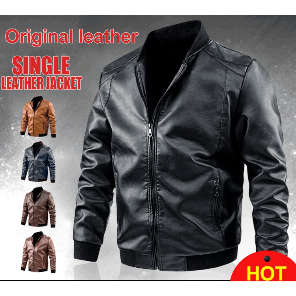 [Design Exclusivo]【Premium Genuine Leather】Jaqueta de Couro Masculino/Jaqueta de Moto/Jaqueta Biker Masculina