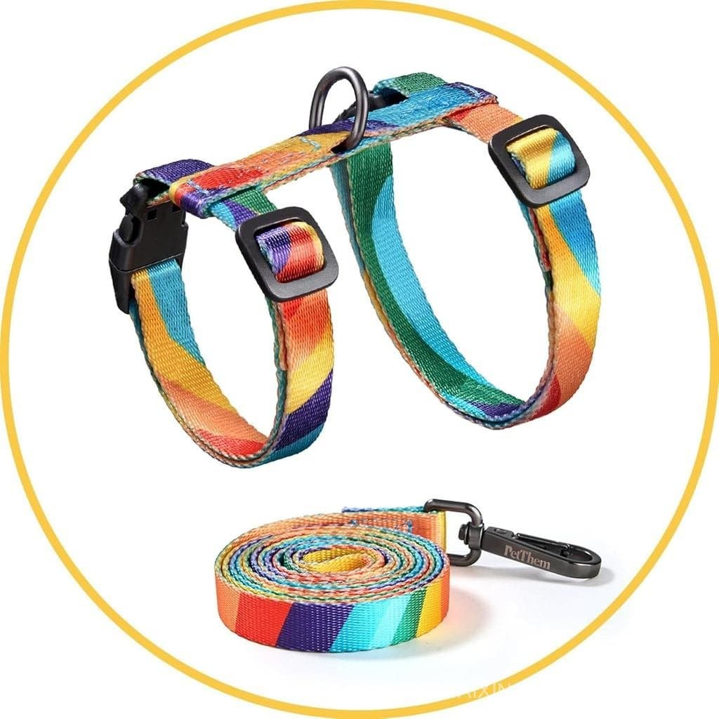Conjunto de Coleira e Guia para Gato - Coleira Ajustável à Prova de Fuga, Confortável, Macia e Leve, Segura e Fácil de U