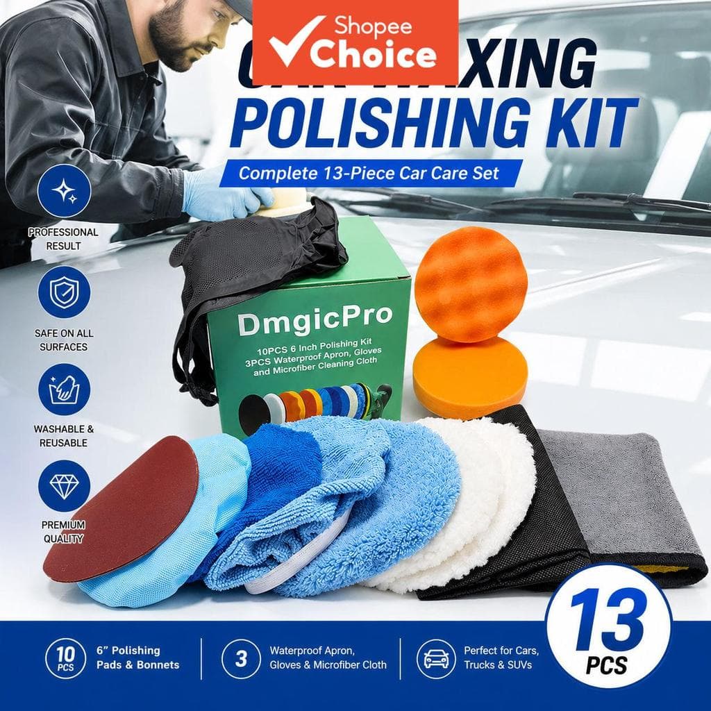 Kit De Polimento E Detalhamento De Carro 13 Peças Conjunto De Almofadas De Cera Para Limpeza Automática