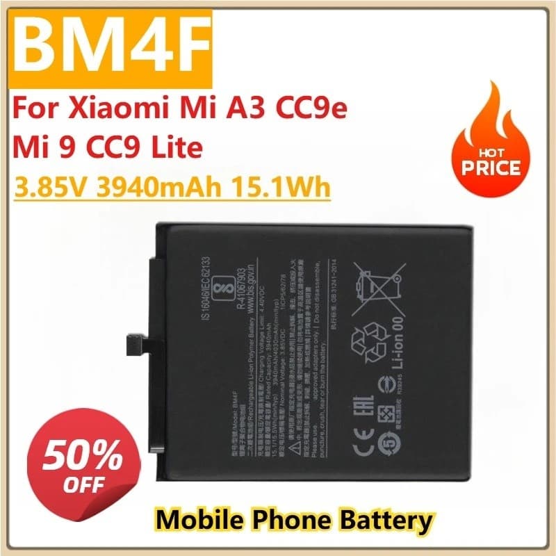 Bateria De Substituição Para Celular 3.85V 3940mAh 15.1Wh BM4F Xiaomi Mi A3 CC9e 9 CC9 Lite Smartphone Inteligente