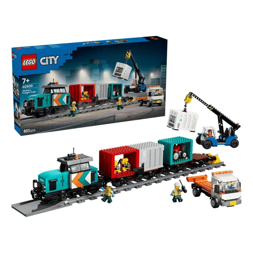 Blocos de Montar LEGO City Trem Carga Porto Guindaste e Caminhão 60509 803 Peças