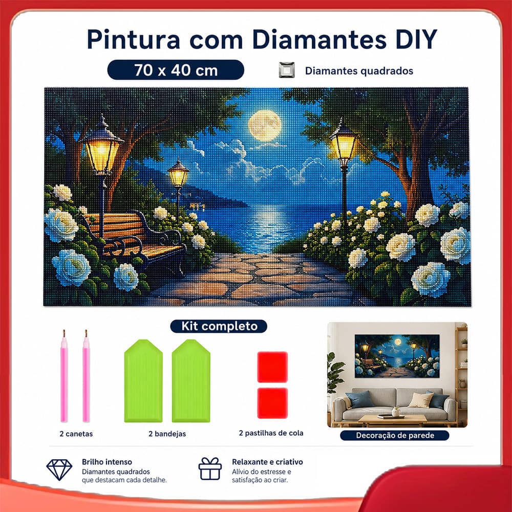 Conjunto de pintura diamante adulto 5D tema paisagem 70x40cm adequado para decoração de parede, feito à mão