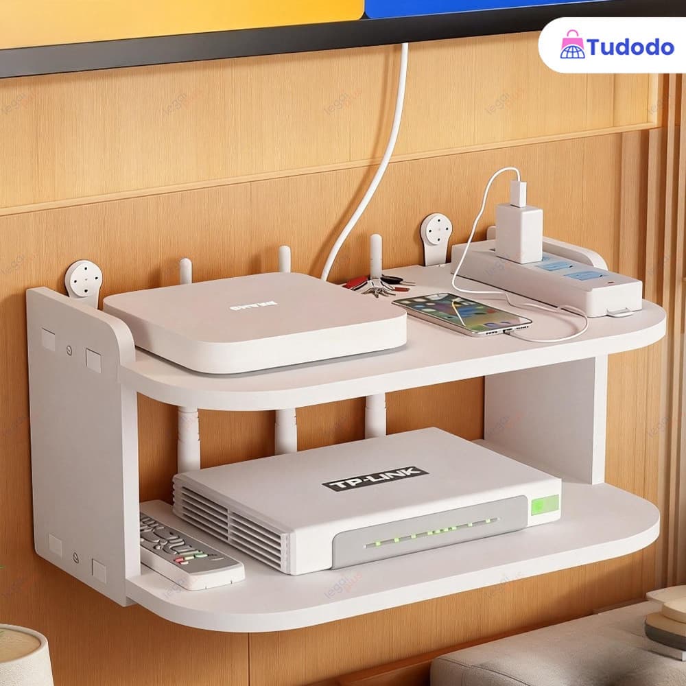 Prateleira de Parede MDF Invisível Suporte Para Roteador Modem TV Console Video Game Organizador Aparelhos 