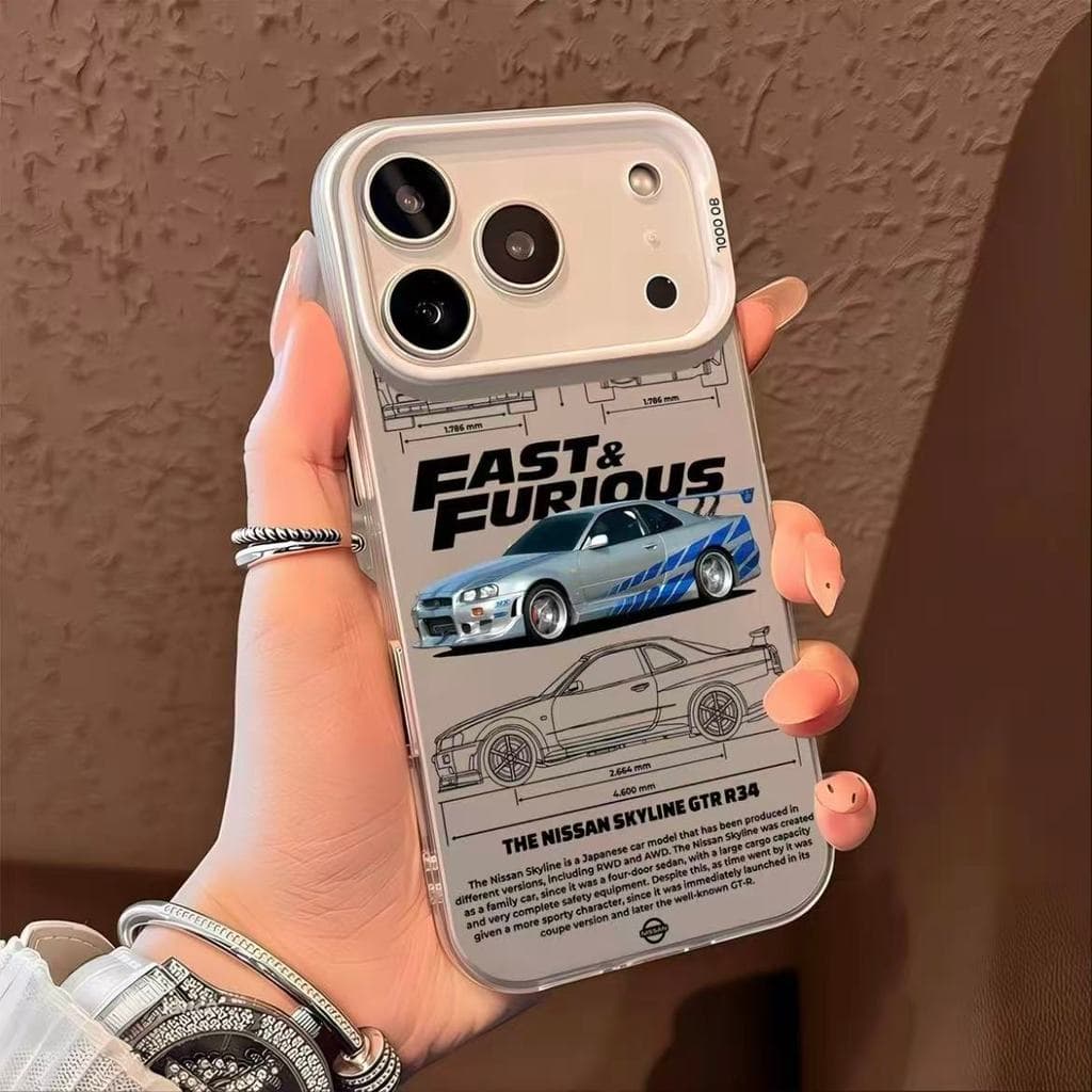Vento de motocicleta Capinha para iPhone 17/16/15 Pro Max Capa metálica premium para celular com tema de carro esportivo
