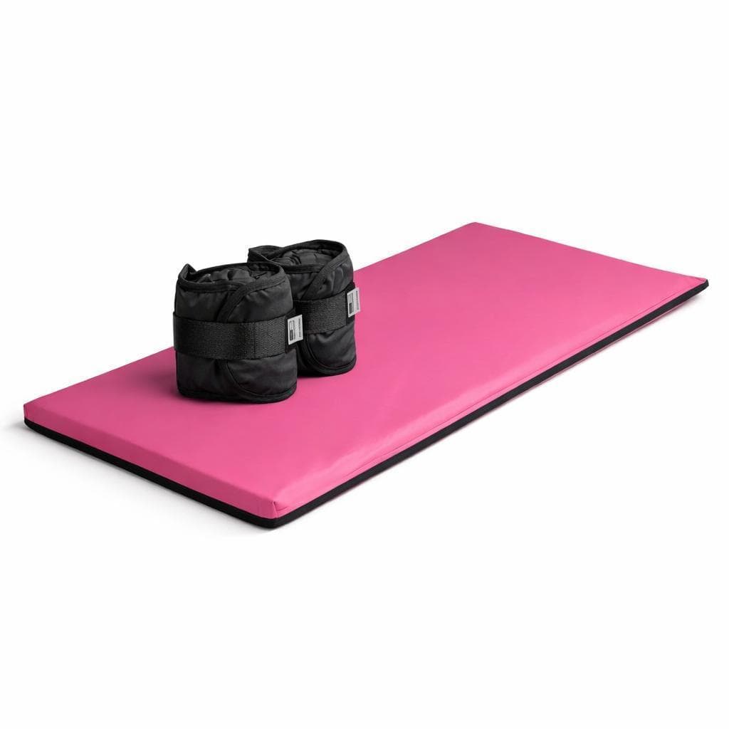 Kit Fitness Par Caneleira 3kg Preta + Colchonete Rosa 90x40x3cm Academia Musculação Treino em Casa