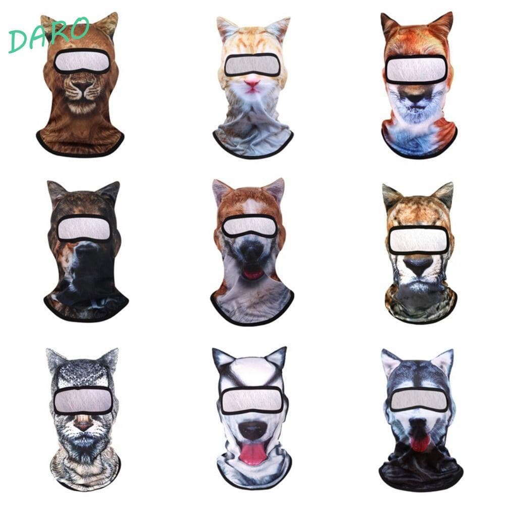 Máscara Facial De Animal Darao 3D , Engraçado Impresso Com Orelha De Cachorro/Gato Chapéus De Orelhas , Protetor Solar À