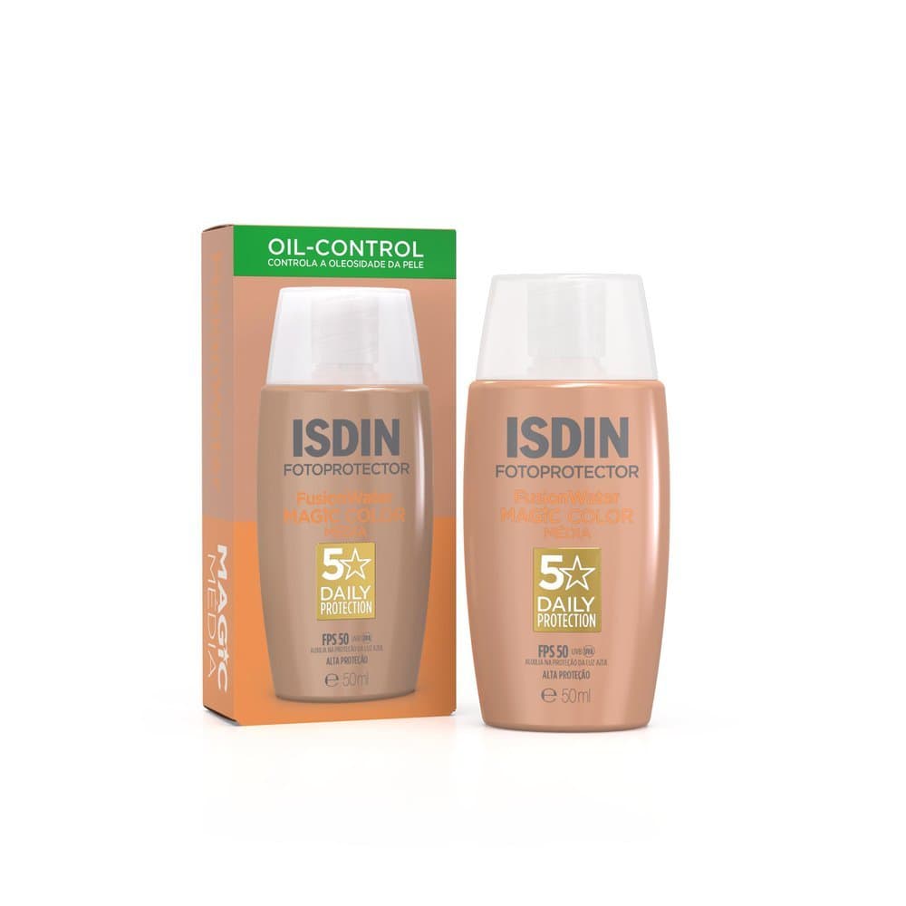 Protetor Solar Facial Isdin Fusion Water FPS50 Cor Média 50ml
