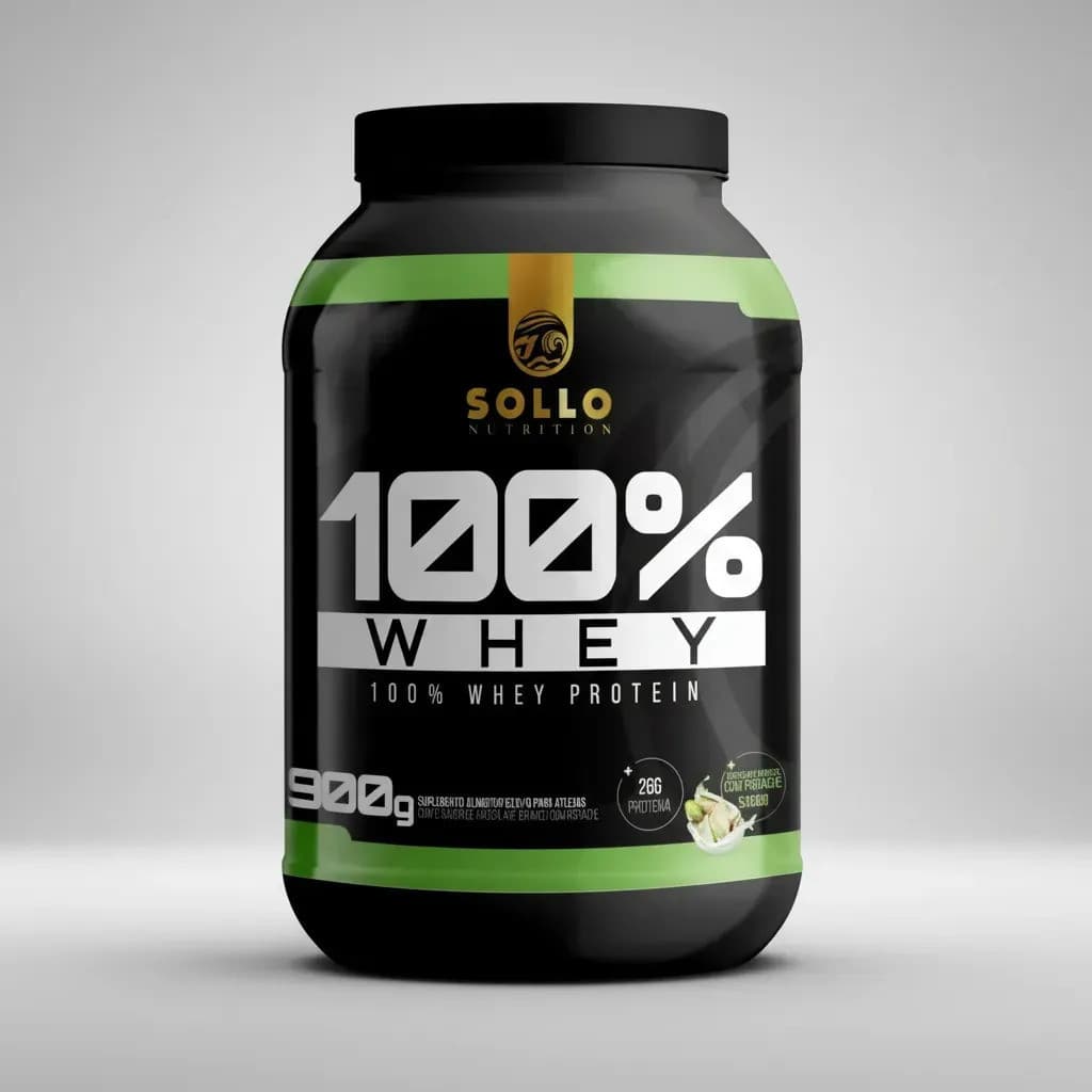 Whey Protein 100% 900g Sollo Nutrition - Sabores Sabor Pistache Com Chocolate Branco
