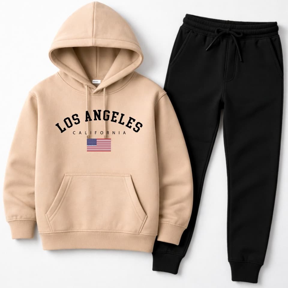 Conjunto Moletom Infantil Los Angeles Flanelado Moletom e Calça Estampado Quentinho Confortável