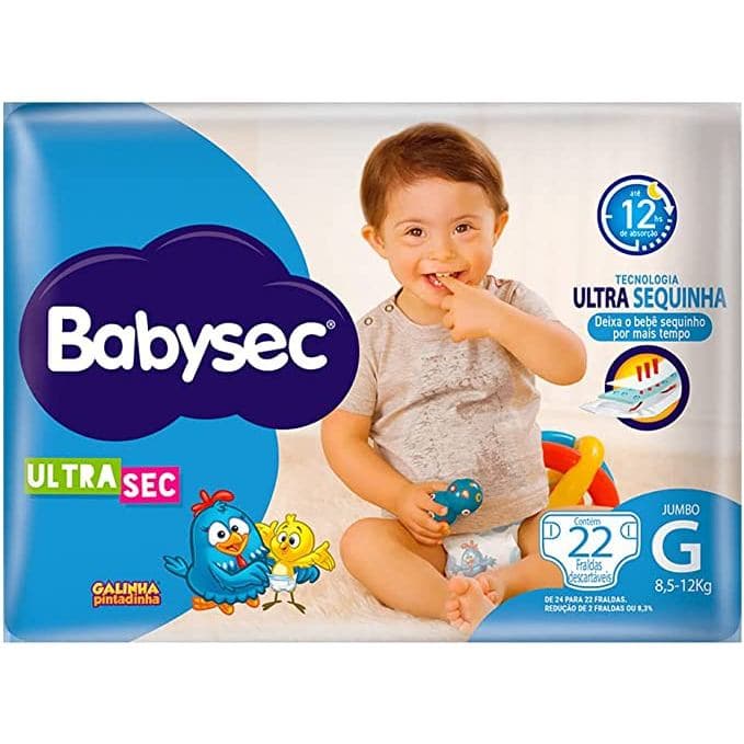 Fralda Babysec Ultrasec Jumbo Galinha Pintadinha G com 22 unidades