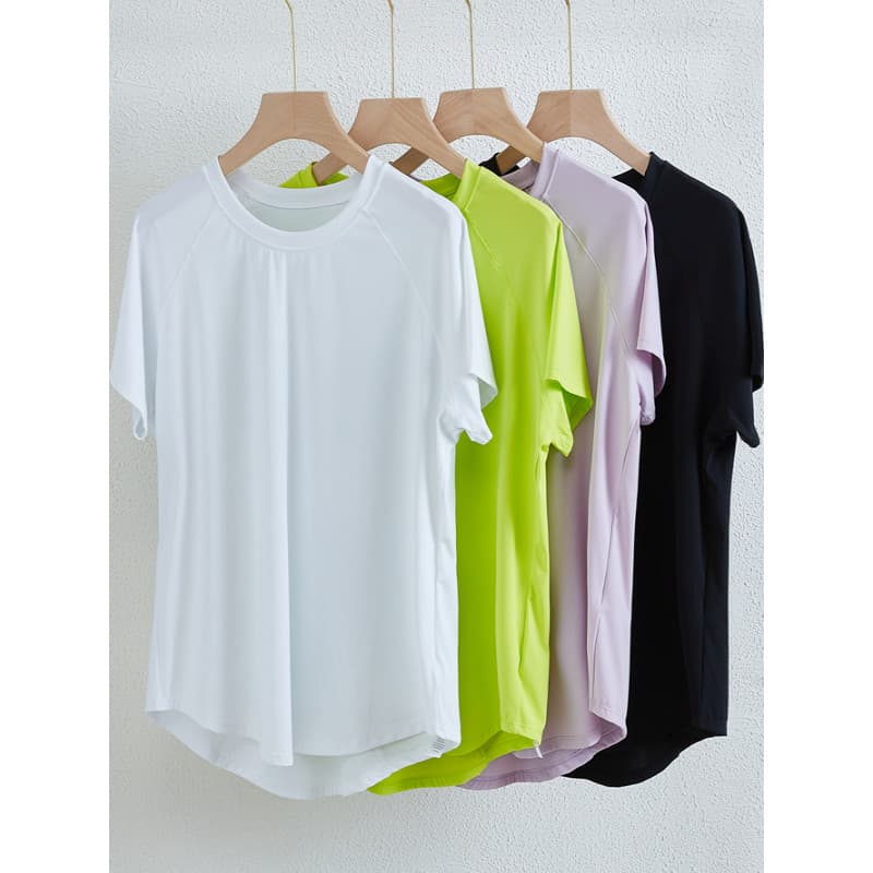 Tamanho grande de secagem rápida esportes de manga curta topo feminino roupas de Yoga topo roupas de Fitness correndo ex