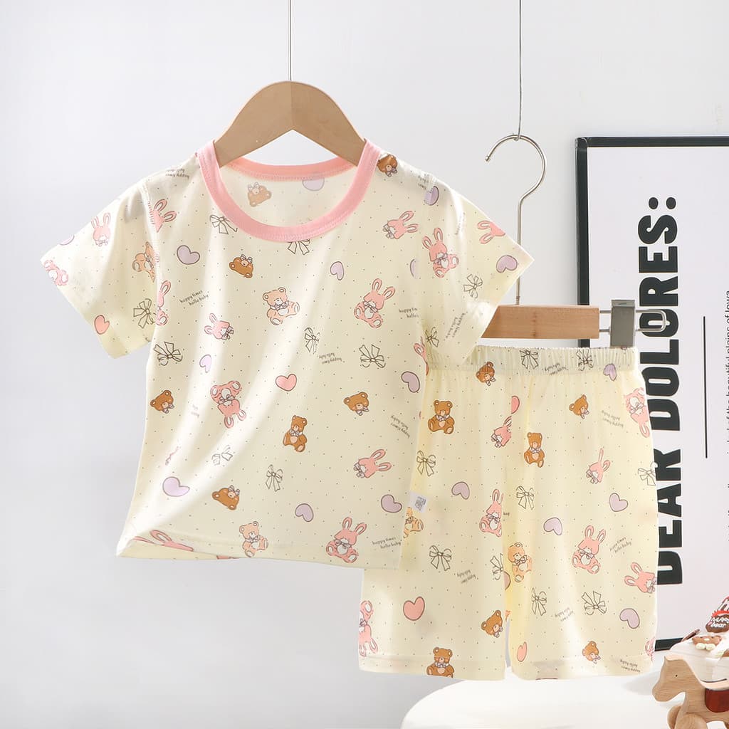 Bebê menina roupas de bebê menino Shorts de manga curta terno roupas para casa roupas de ar condicionado pijamas infanti