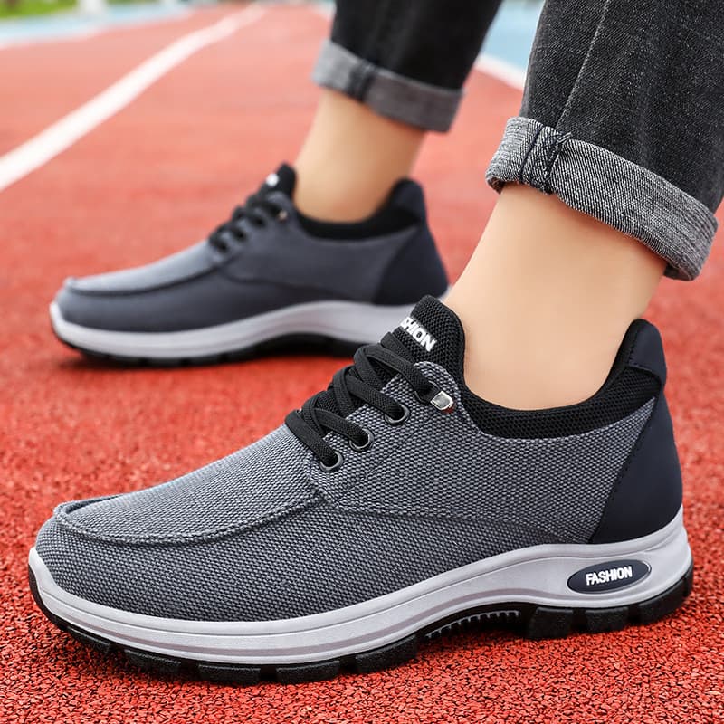 Novos tênis esportivos respiráveis para corrida, com sola macia e confortável, tênis de tecido com sola grossa e cano ba