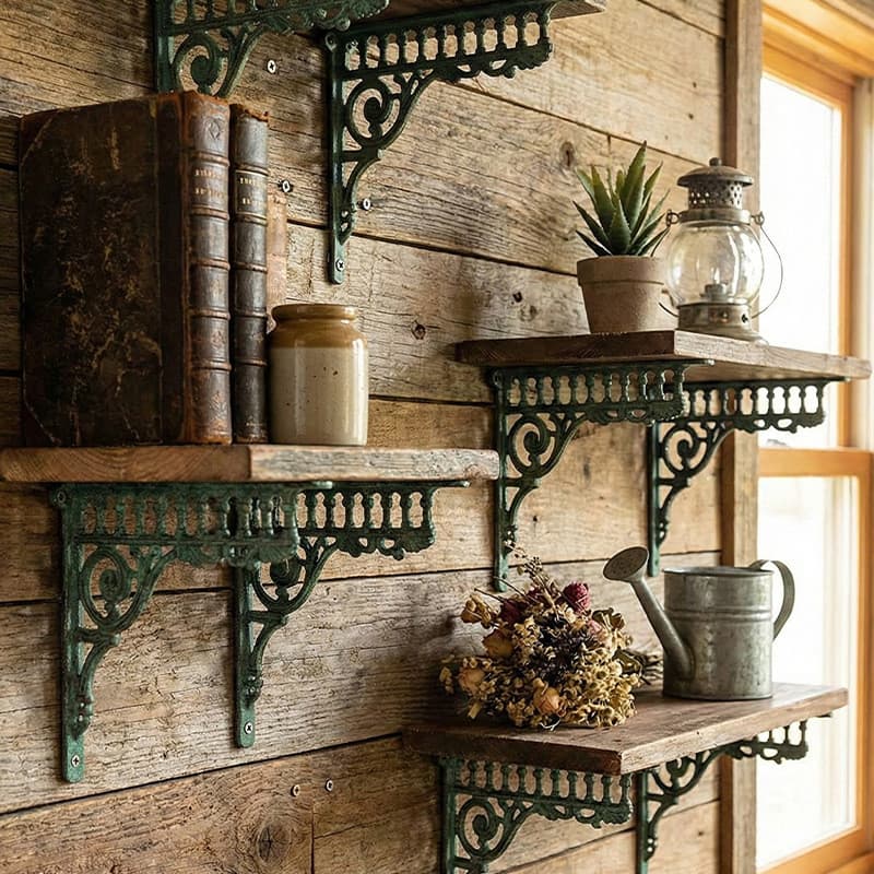 Nordic simples Retro triângulo ferro fundido coluna romana suporte quadro decoração da parede prateleira suporte cozinha