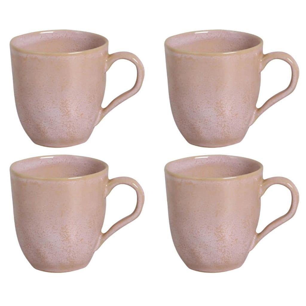 Conjunto 4 Canecas Rosa 273ml Orgânico Litchi Porto Brasil Xícaras Mesa Posta Café da Manhã