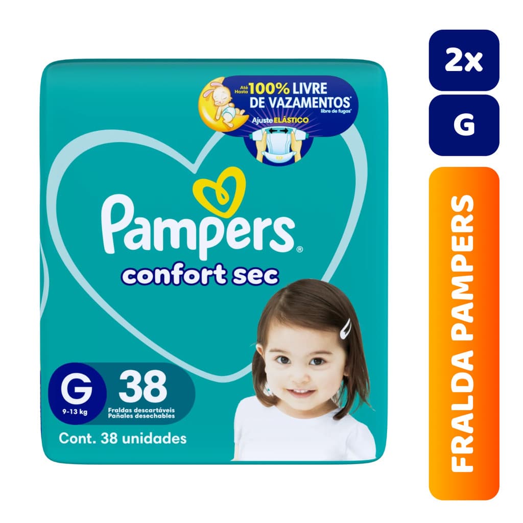 Kit 2x Fralda Infantil Pampers Mega Confort Sec C/38 G