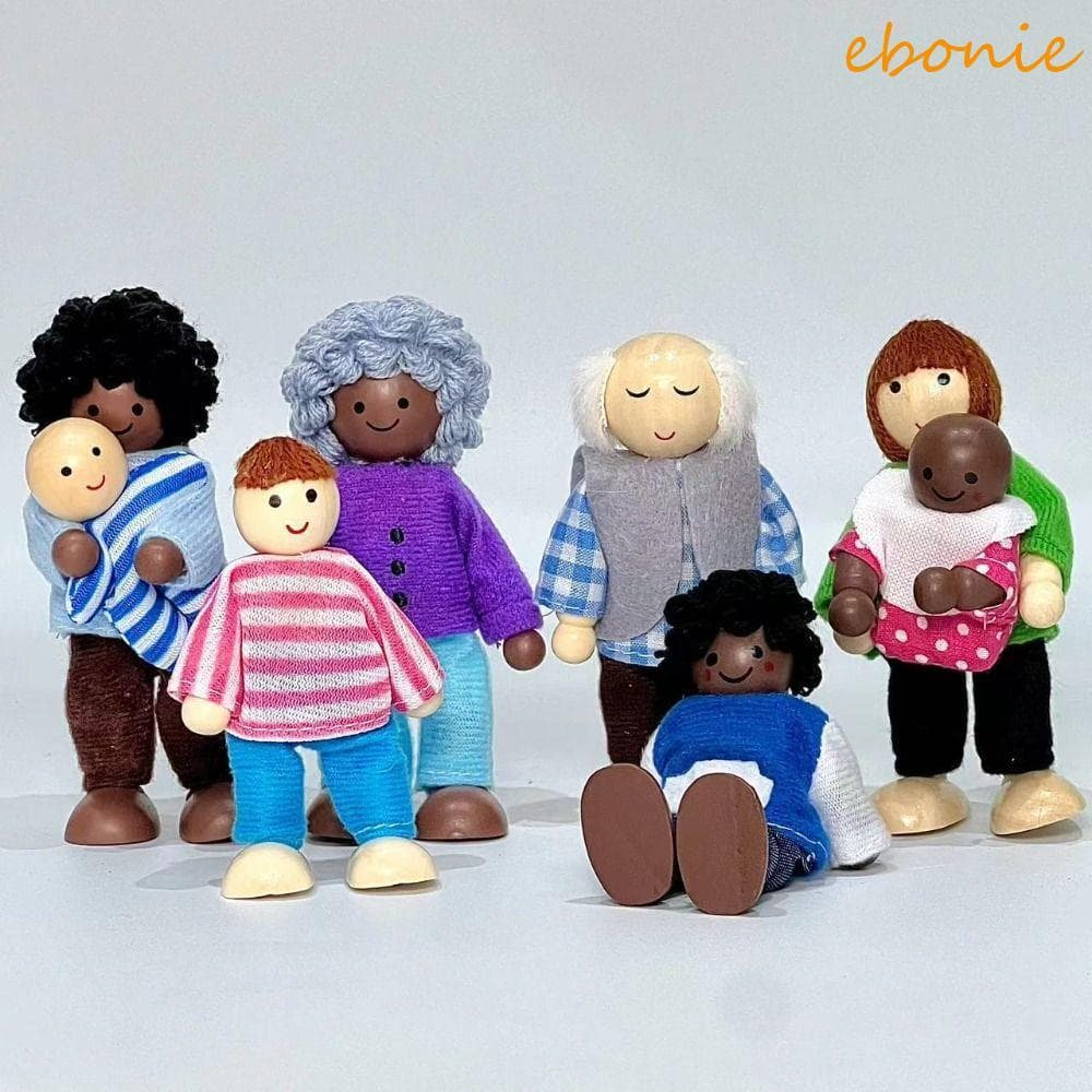 EBONIE 8 Unidades/Conjunto Mini Boneca Família , Figuras Bonecas Articuladas Móveis Brinquedo Em Miniatura , Simulação