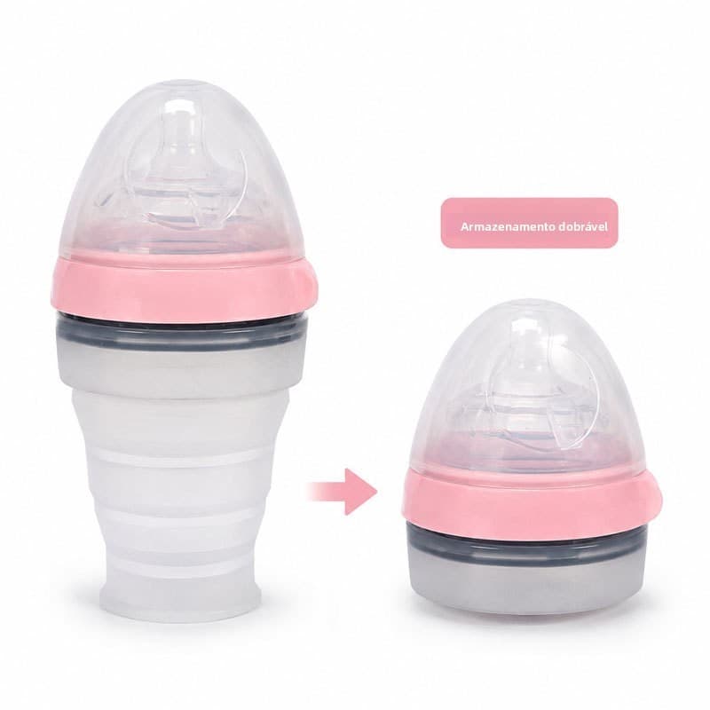 Mamadeira de Silicone dobrável 180ml Anti-cólica bebê passeio portátil garrafa de bebê de viagem