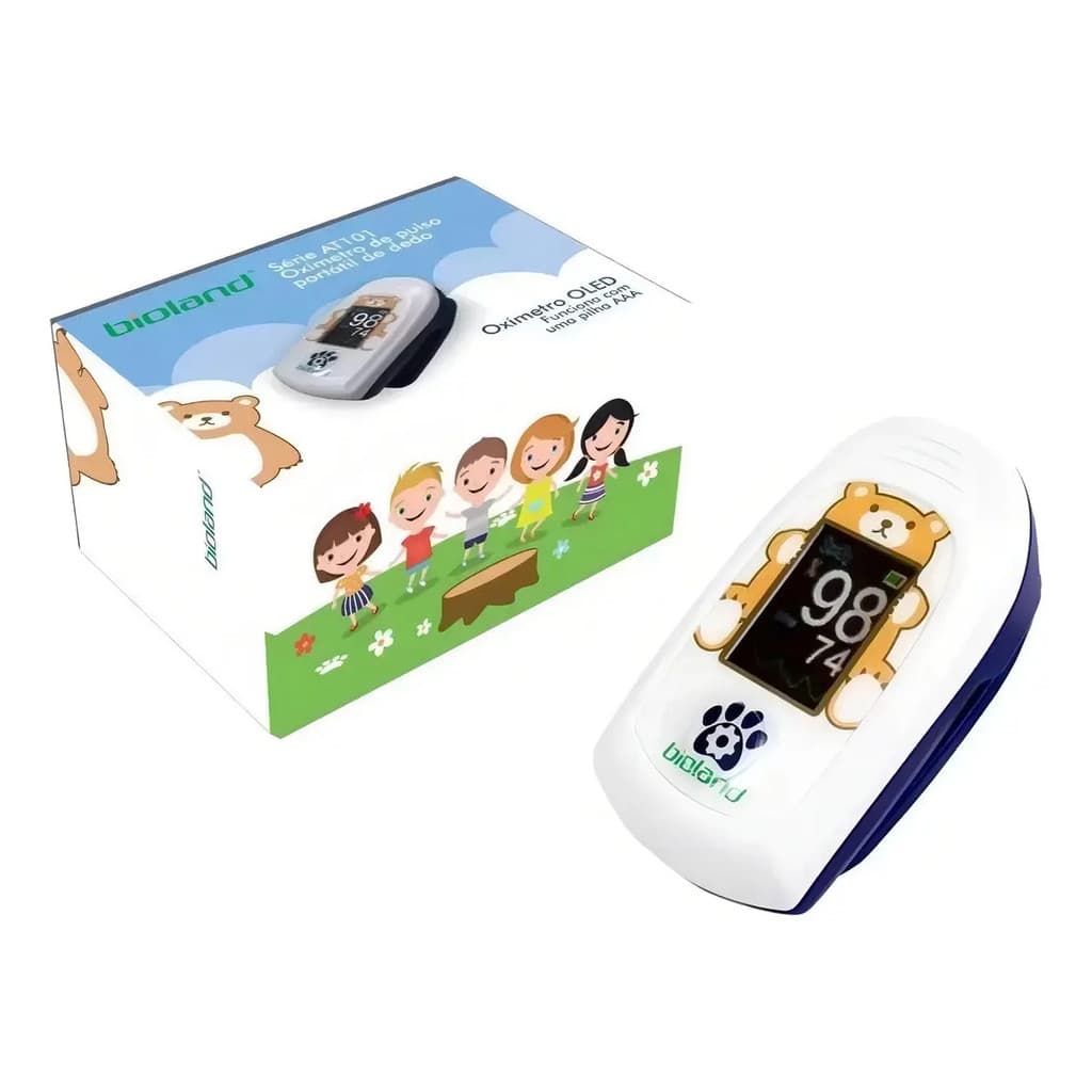 Oximetro De Pulso Portátil De Dedo Bioland Infantil Com Curva