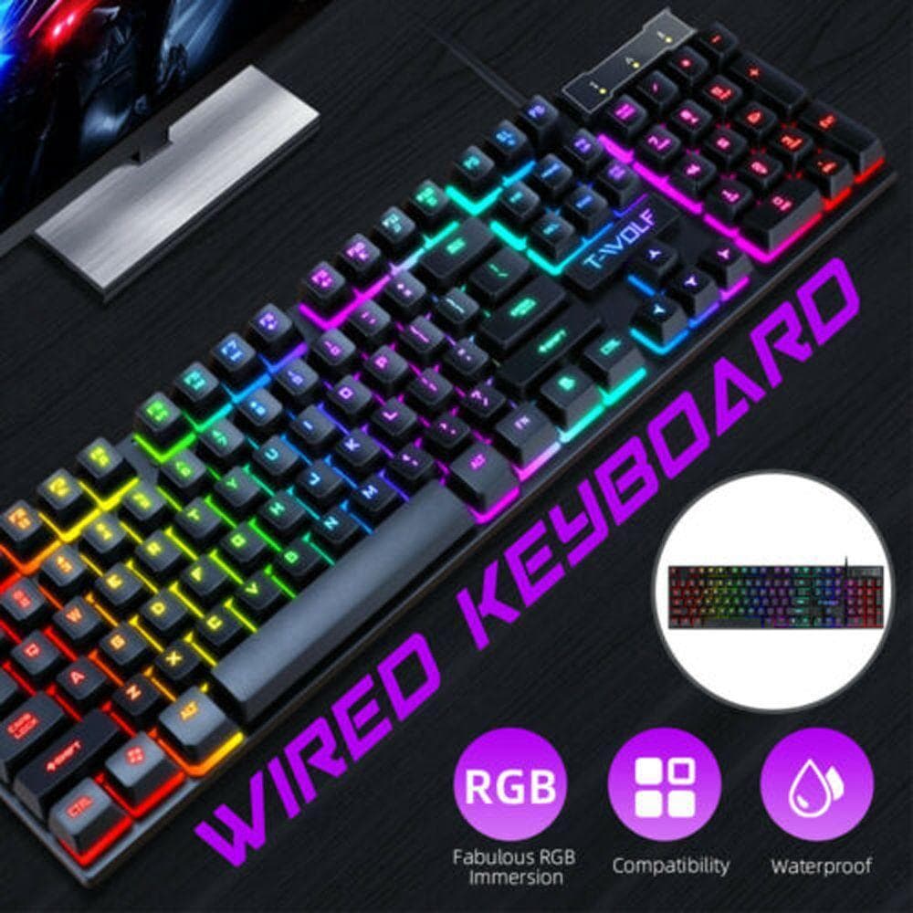 FIWICKA Teclado Mecânico Periféricos De Computador Eixo Anti-ghosting Para Jogos Retroiluminado À Prova D'água