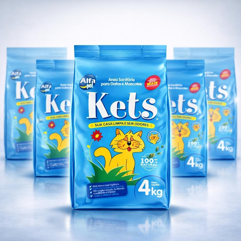 Kit 5 Areia Grossa Sanitária de 4Kg Kets Premium Higiênica Granulado Para Gatos