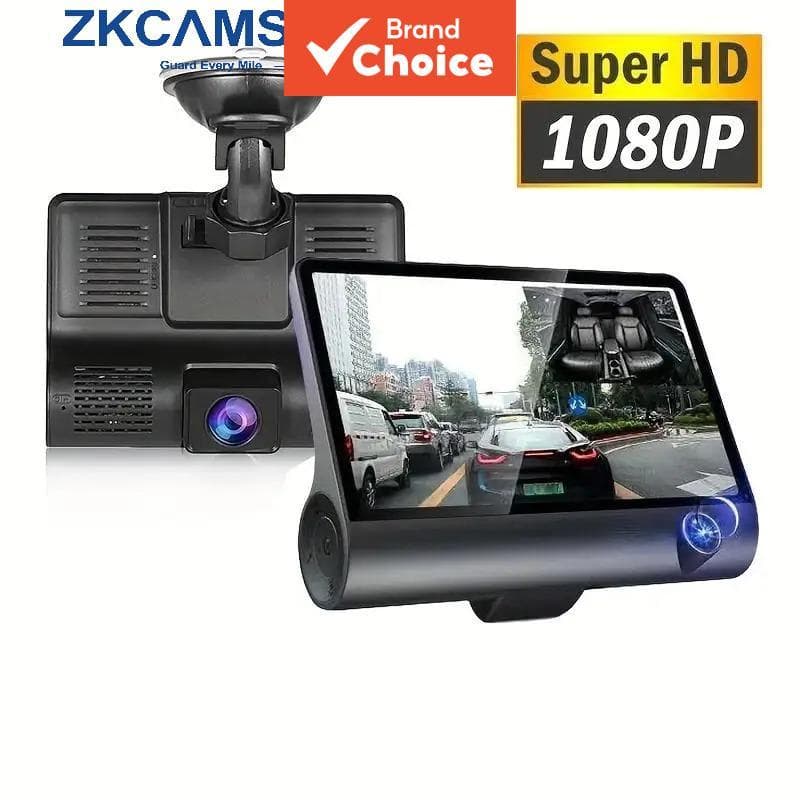 Carro Traço Cam 4.0 Polegada DashCam 3 Lente Frente E Traseira Gravador De Vídeo Câmera Reversa hd Visão Noturna