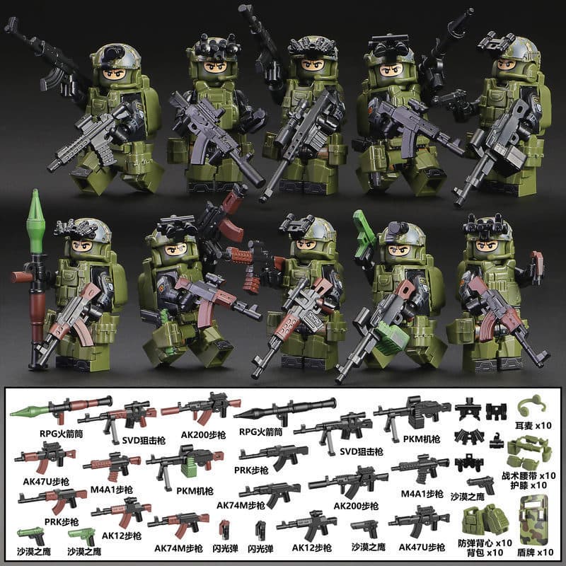 Blocos de montar Lego, minifiguras das forças especiais Alpha, soldados SWAT, vilões militares, armas, montagem, brinque