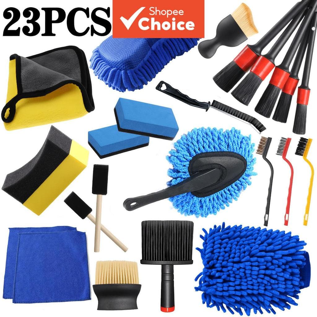 Kit de Ferramentas de Limpeza para Manutenção de Automóveis 23 Peças, Kit Completo de Detalhamento Automotivo com Luva