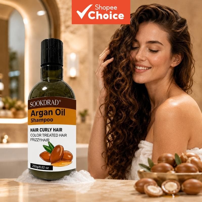 Shampoo de Óleo de Argan, Hidratante para Cabelos Secos e Cacheados, Fixa a Cor e Reduz o Frizz