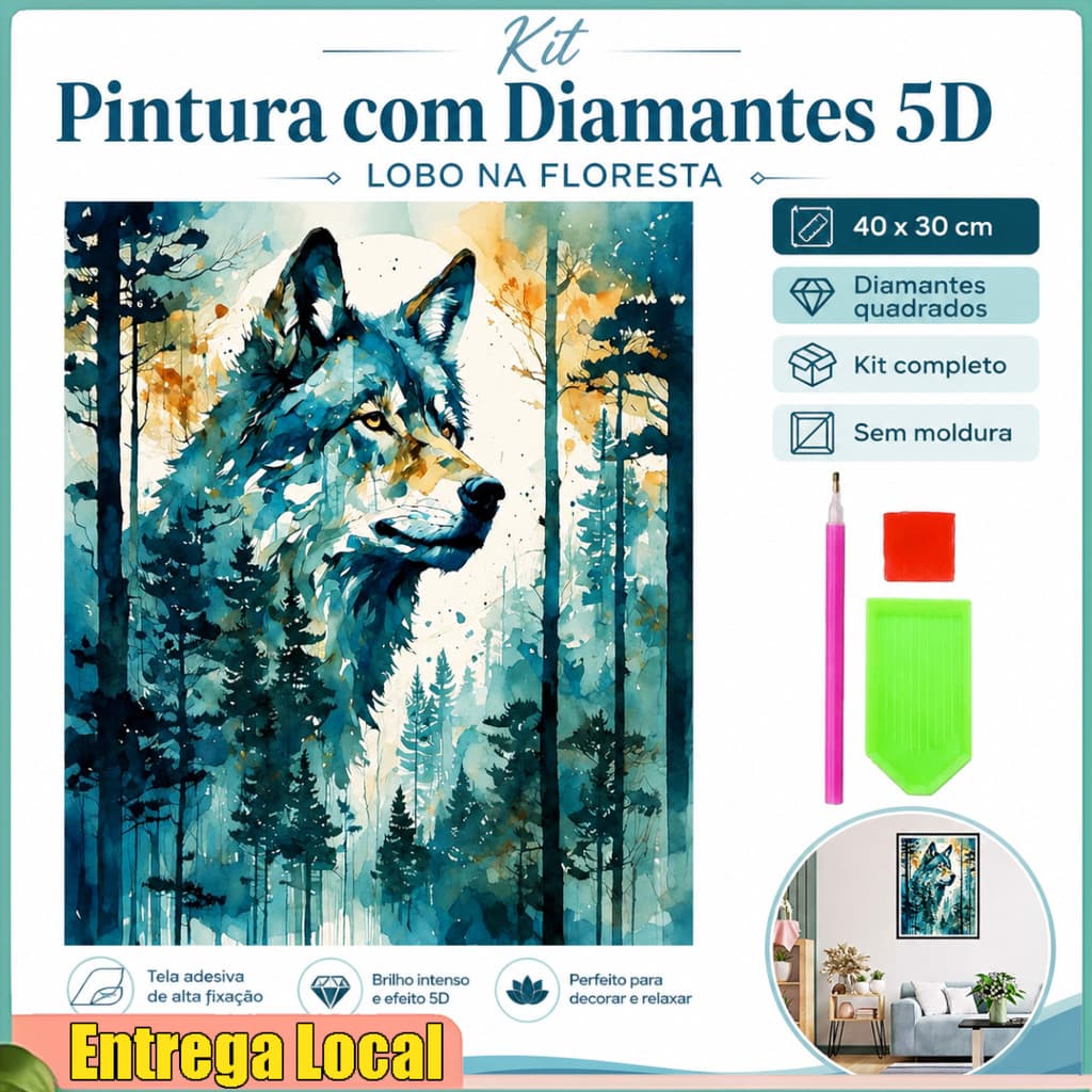 5D Quadrado Diamante Pintura Diamante Floresta Lobo Solitário DIY Diamante Completo Paisagem Pintura Decorativa