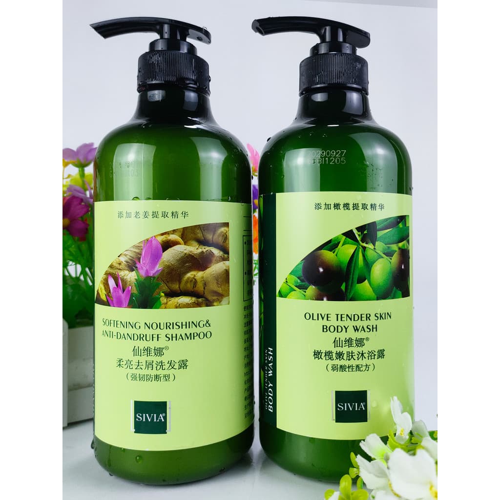 Senvina Olive Conjunto de Gel de banho rejuvenescedor para pele, hidratante, limpeza suave, anticaspa, Shampoo, fragrânc