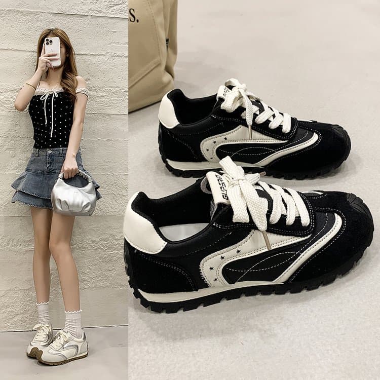 Novos sapatos esportivos casuais com cadarço, sapatos esportivos transparentes, planos e confortáveis, tênis de corrida 
