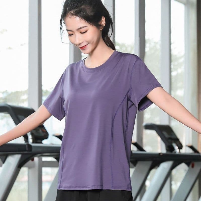 Esportes topo feminino gordura mm correndo roupas de Fitness de manga curta camiseta Plus Size roupas de Yoga solto trei
