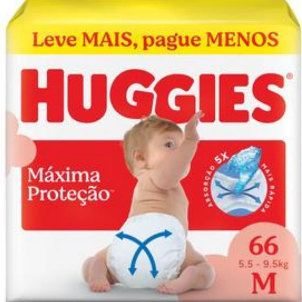 FRALDA HUGGIES SUPREME CARE HIPER M 66 UNIDADES