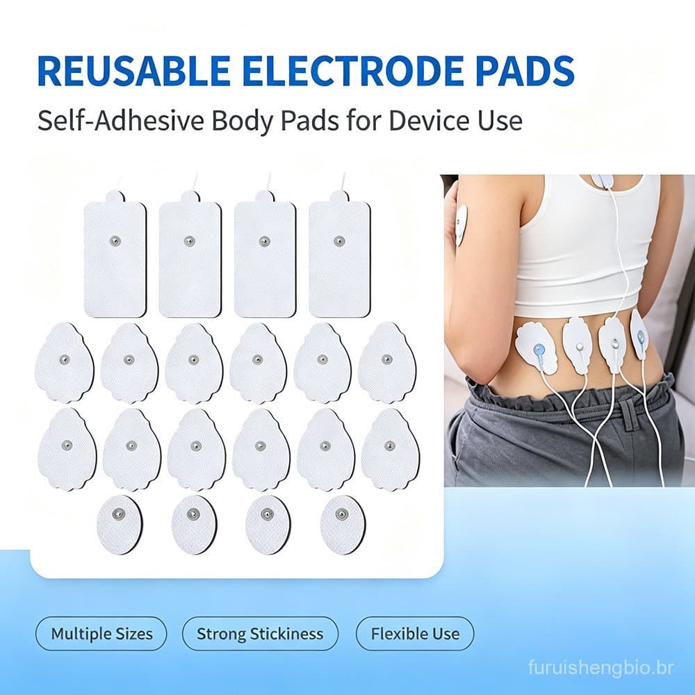 Almofadas De Eletrodo Dezenas Reutilizáveis , Remendos De Substituição Autoadesivos Para Massageador Muscular EMS , Vári