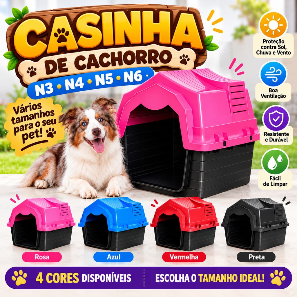 Casinha de Cachorro Abrigo para Cães Casa Pet Resistente Vários Tamanhos e Cores