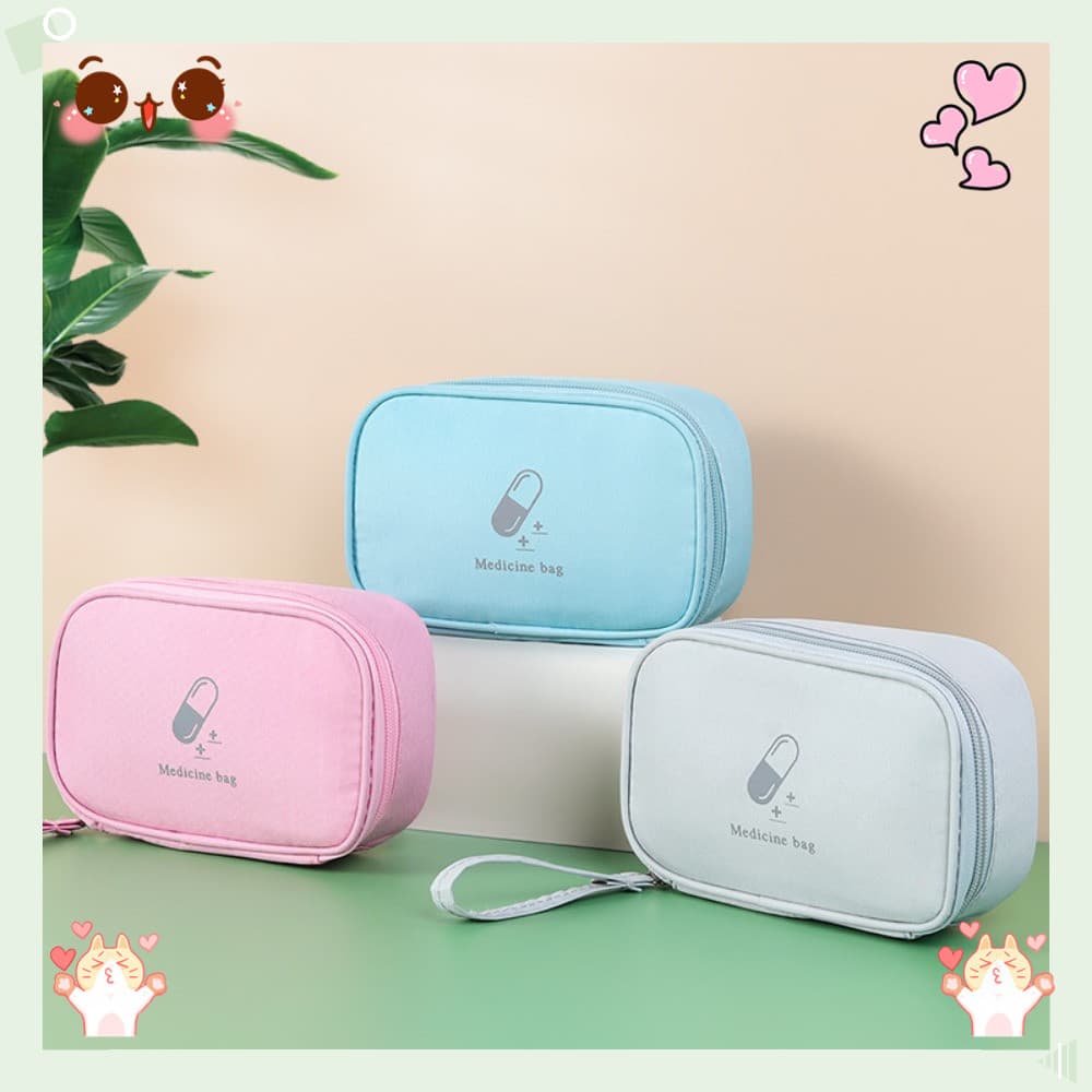 Saco De Remédios , Kit De Primeiros Socorros Domésticos Rosa/Azul/Cinza , Kits De Emergência Médica Em Camadas De Compri