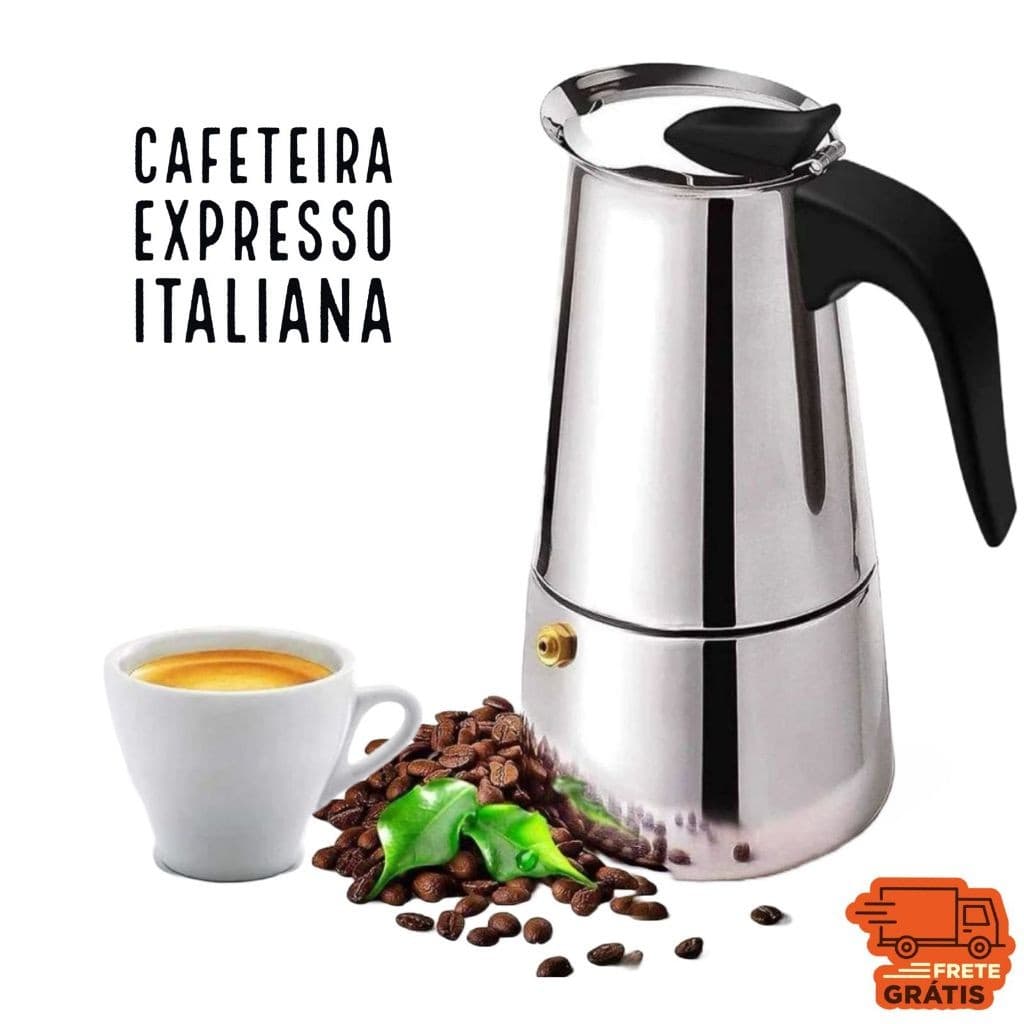 Cafeteira Italiana Aço inox Com Alça 9 Xícaras 450ml Para Café Expresso No Fogão Alça Ergonômica Resistente  4,6 Xícaras