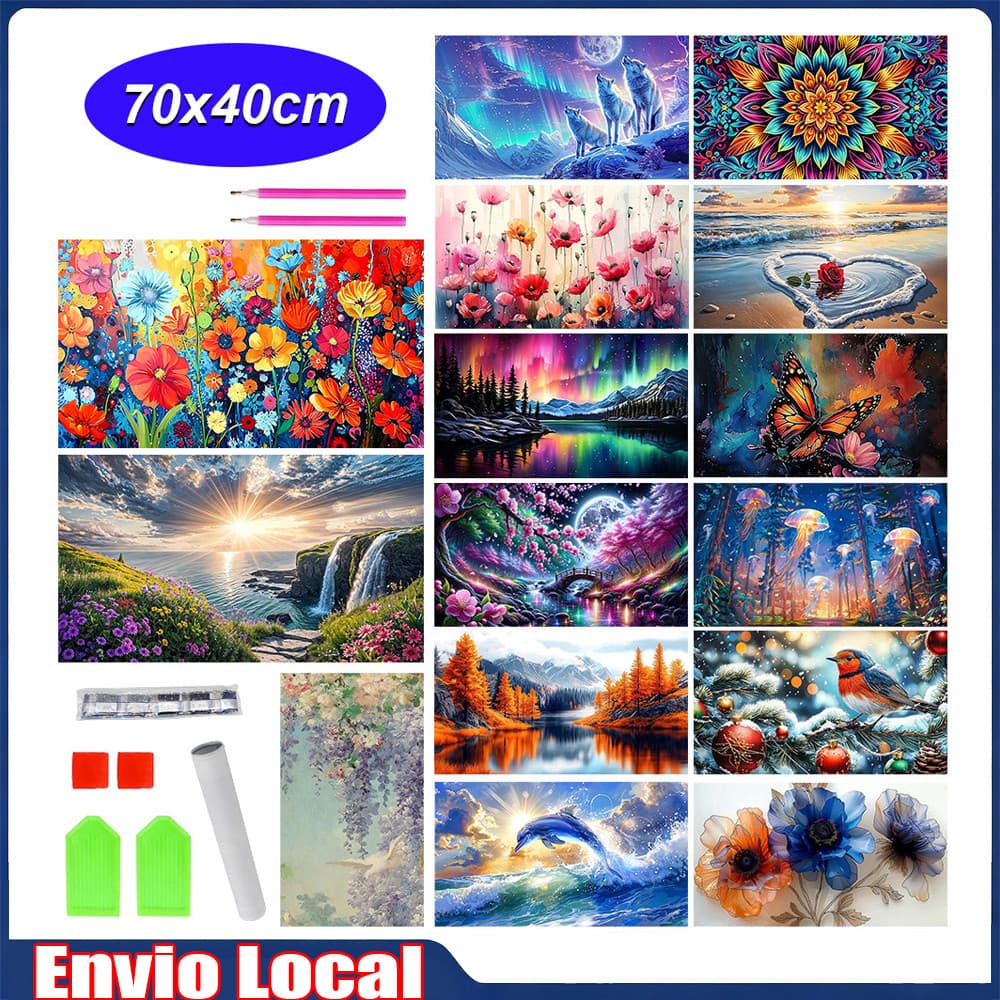 Conjunto de arte diamante, conjunto de pintura diamante para iniciantes adultos, diamante quadrado 5D, 70 x 40 cm