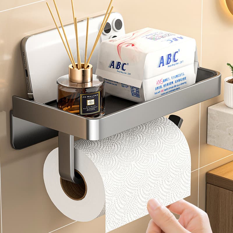 Fornecimento transfronteiriço suporte de tecido higiênico suporte de papel em rolo sem perfuração prateleira de parede p