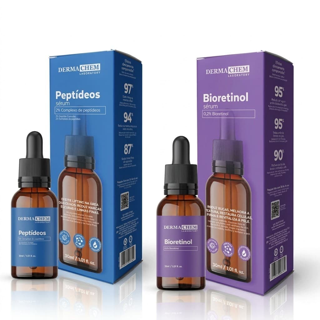 Kit Seruns Rosto Dermachem Anti Idade Peptideos Bioretinol Tratamento Facial Rugas Olheiras Skincare