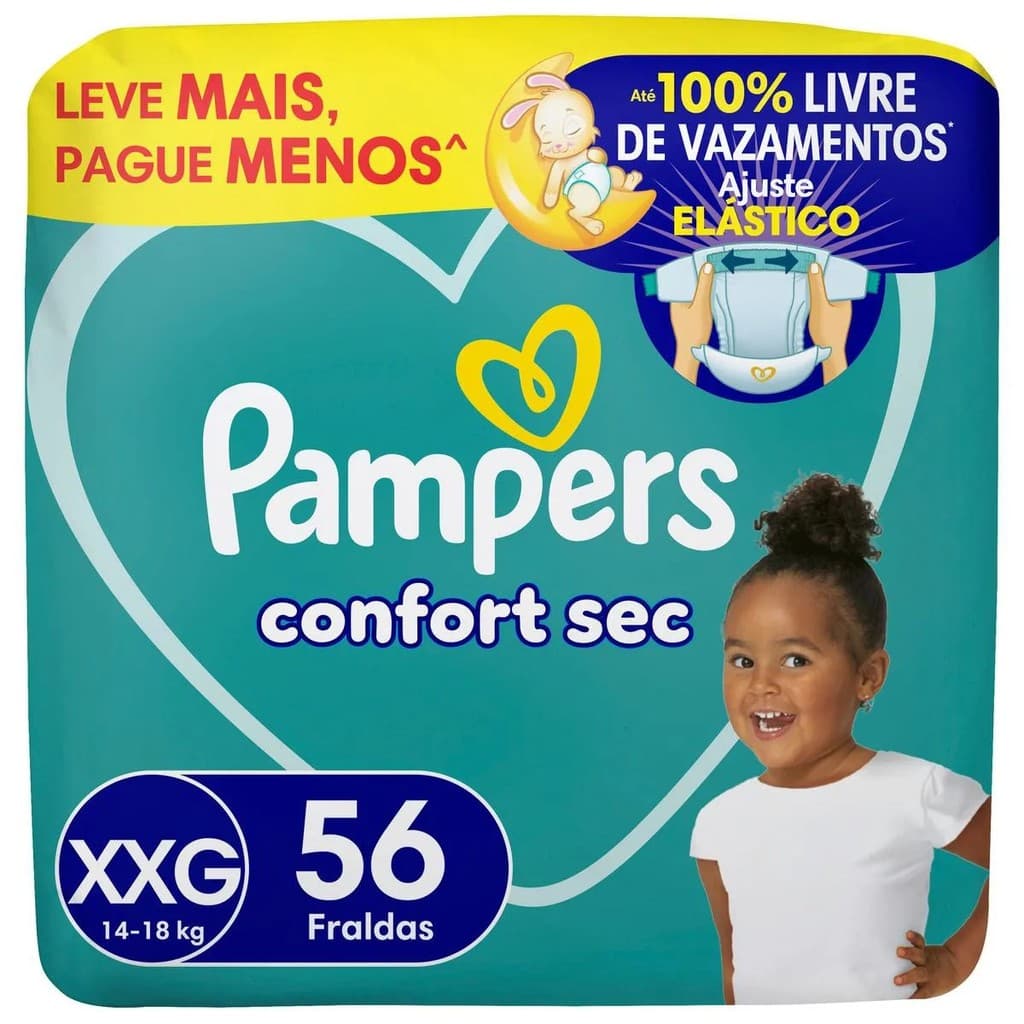 Fralda Pampers Confort Sec XXG Com 56 Unidades