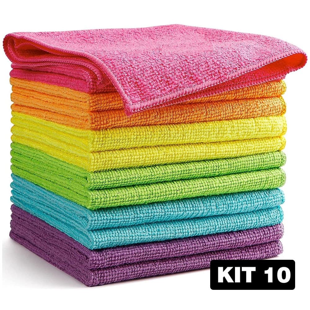Kit 10 Panos De Limpeza Microfibra alta absorção Multiuso Perfeito