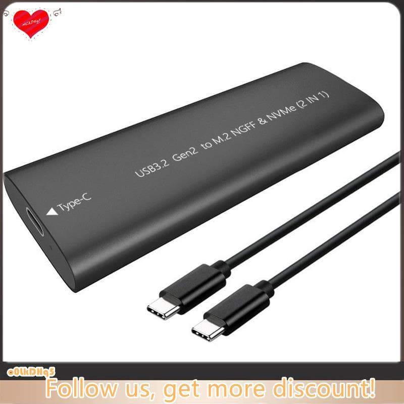 M . 2 NVMe NGFF SSD Gabinete 10Gbps HDD Caixa Externa USB 3.2 Tipo-C Para 2230/2242/2260/2280 Adaptador Preto