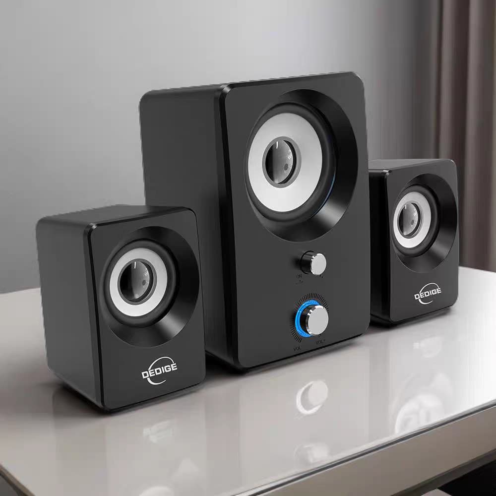 Sistema de alto-falantes multimídia para computadores desktop domésticos com subwoofer. 5V 3W+2,5Wx2 para Desktop E-1304