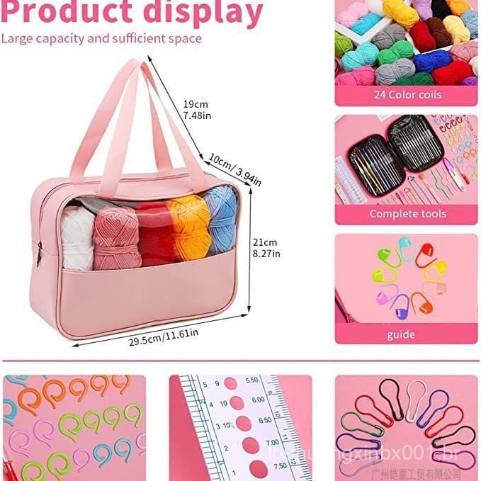 Conjunto completo de ferramentas de tricô de crochê kit de costura de linha de costura colorida kit de Material inicial 
