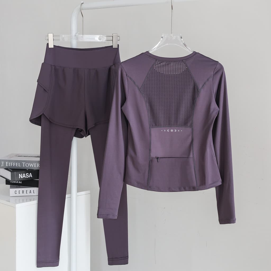 Outono roupas de Fitness de manga comprida feminino ao ar livre profissional manhã correndo roupas de secagem rápida sal