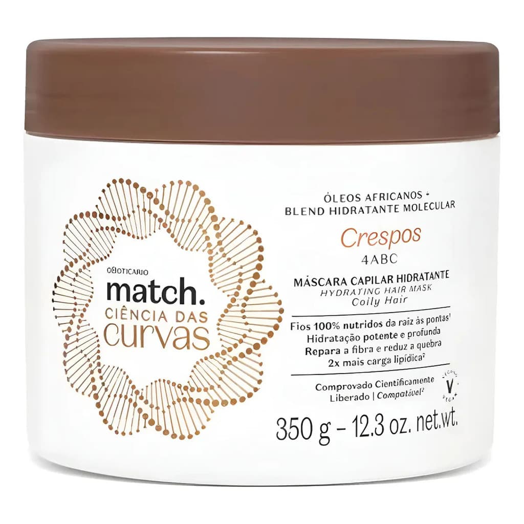 Match Ciência Das Curvas Máscara Capilar Hidratante Crespos