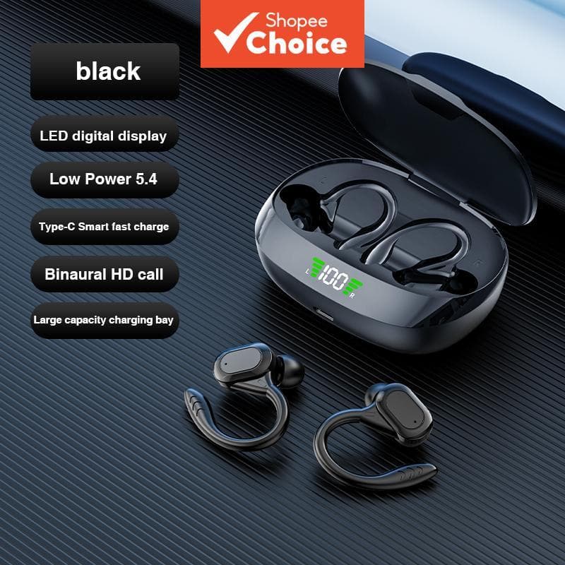 Fones de Ouvido S730 Bluetooth, Fones Sem Fio Esportivos à Prova d'Água, Som Estéreo HiFi, Display Digital Duplo, Fones